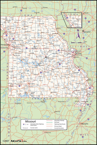 Missouri County Wall Map