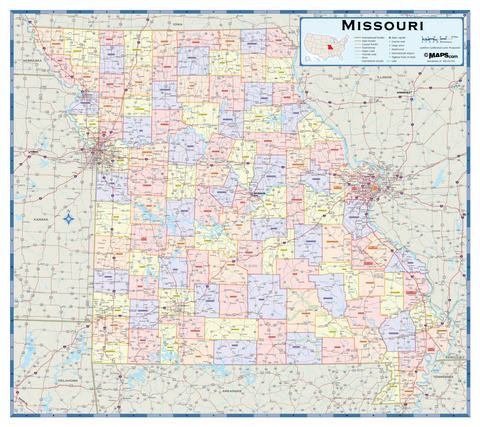 Missouri Counties Wall Map