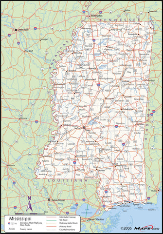 Mississippi County Wall Map