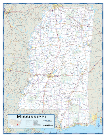 Mississippi Highway Wall Map