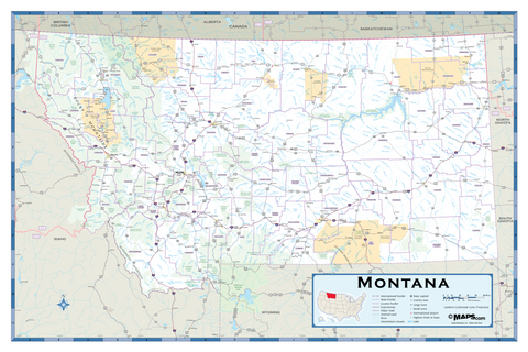 Montana Highway Wall Map