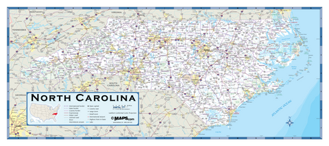 North Carolina Highway Wall Map