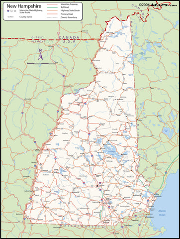 New Hampshire County Wall Map