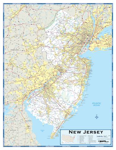 New Jersey Highway Wall Map