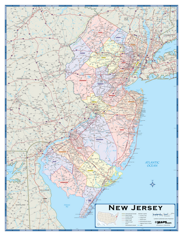 New Jersey Counties Wall Map