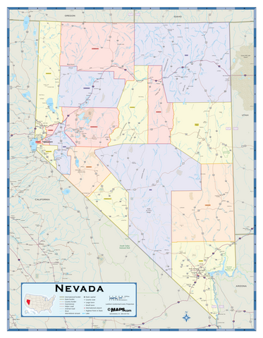 Nevada Counties Wall Map