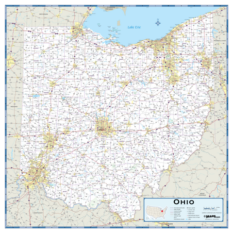 Ohio Highway Wall Map