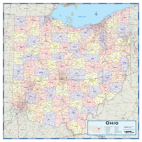 Ohio Counties Wall Map