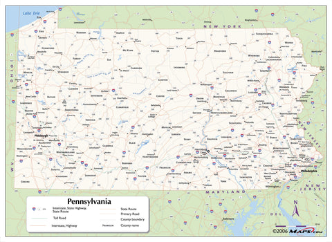 Pennsylvania County Wall Map