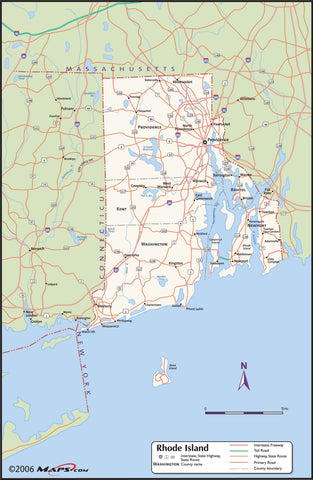Rhode Island County Wall Map