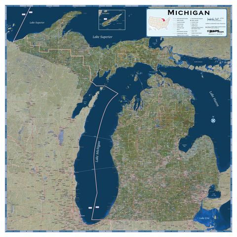 Michigan Satellite Wall Map