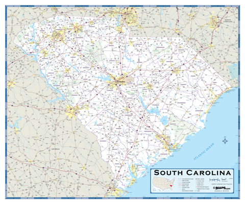 South Carolina Highway Wall Map