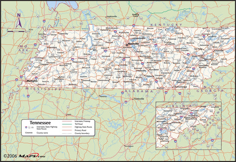 Tennessee County Wall Map