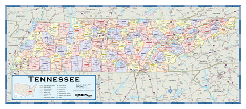 Tennessee Counties Wall Map