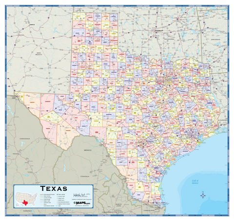 Texas Counties Wall Map