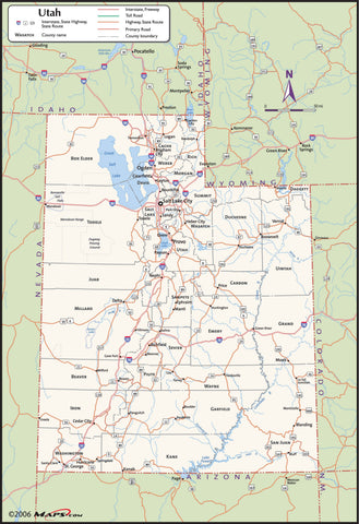 Utah County Wall Map
