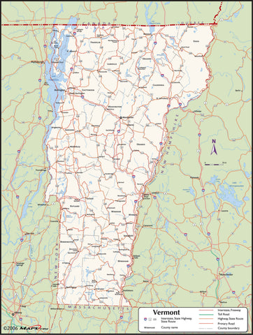 Vermont County Wall Map