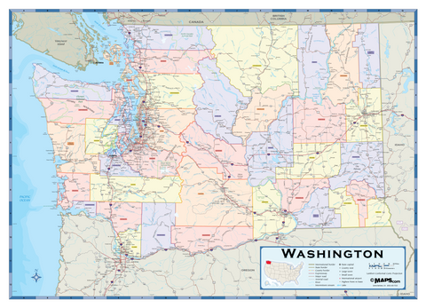 Washington Counties Wall Map