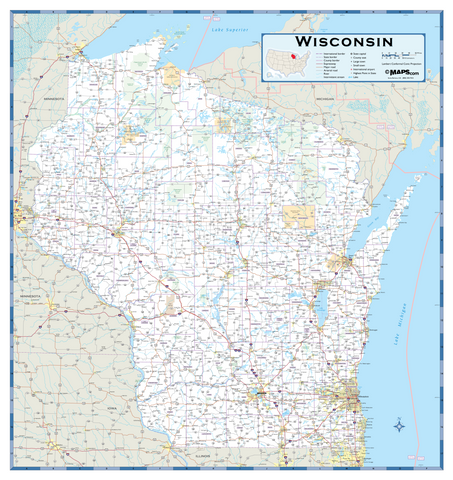 Wisconsin Highway Wall Map