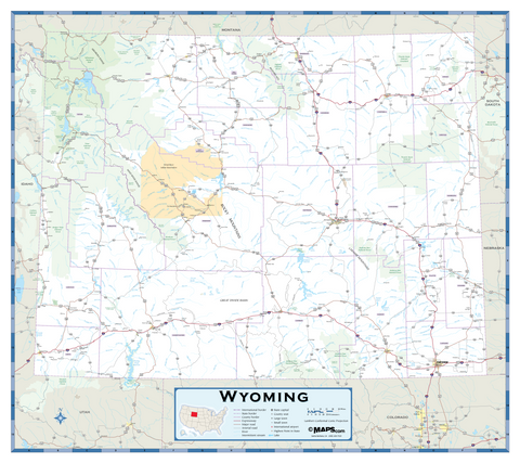 Wyoming Highway Wall Map