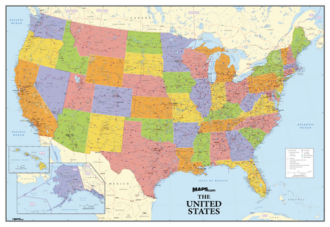USA Political Wall Map - Classic