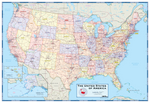 USA Political Wall Map - Light Colors