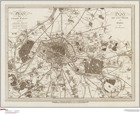 Antique Map of Paris