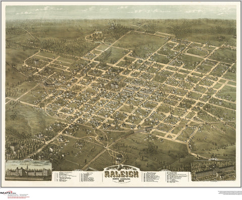 Raleigh Antique Wall Map