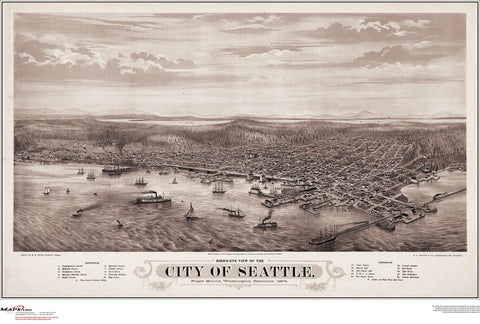 Seattle Antique Wall Map