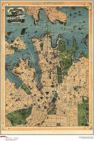 Sydney Antique Wall Map