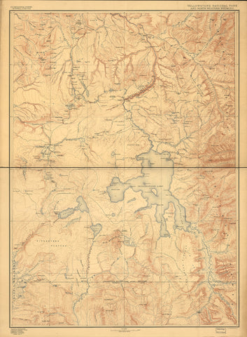 Yellowstone National Park and Northwestern Wyoming Wall Map, 1885