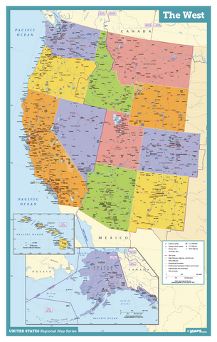 The West USA Wall Map