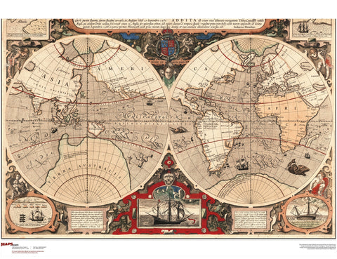 World Antique Wall Map 1595
