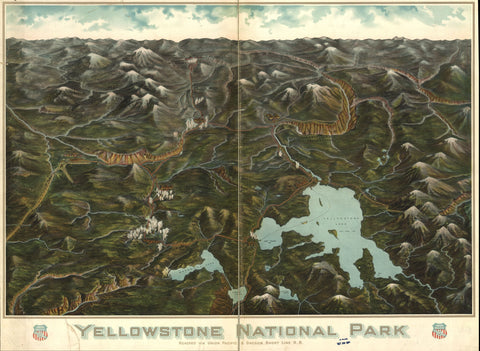 Historic 1900 Yellowstone National Park Wall Map